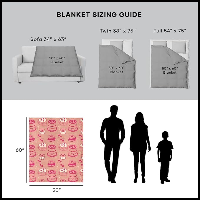 NORTHWEST Valentine's Day, V-Day Cakes, Silk Touch Throw Blanket 50 x 60 Inches