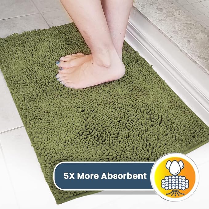Muddy Mat® | Super Water Absorbent Door Mat Indoor, Microfiber Quick Dry Chenille Entryway Rug, Slip Resistant Front Door Mat, Indoor Mats for Entryway, Machine Washable Pet Rug, Army Green 3ft x 3ft