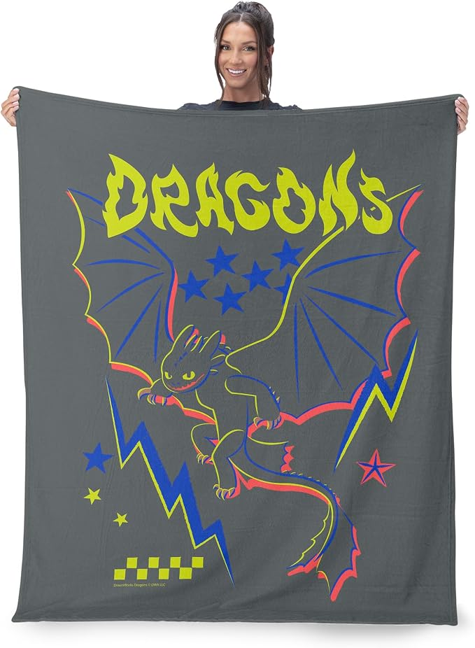 Northwest How to Train Your Dragon Neon Dragon Silk Touch Throw Blanket 60x80 inches