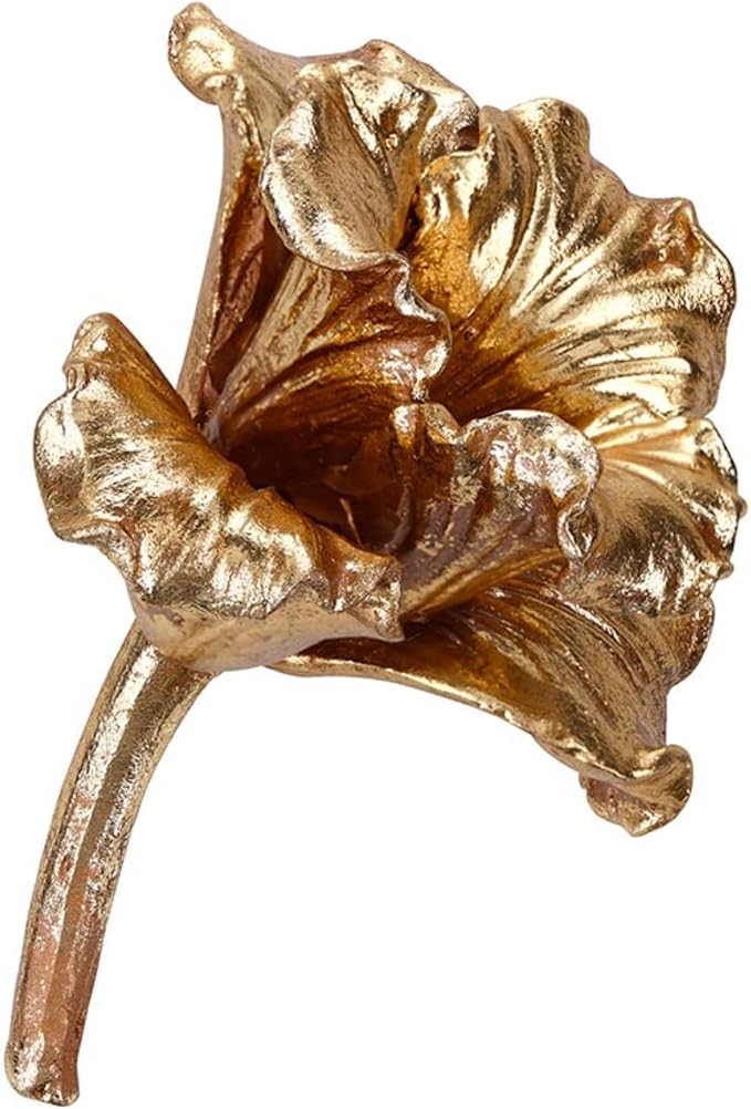 47th & Main Golden Sculptural Botanical Flower Accent Modern Décor for Coffee Table, 4.75" x 2.5" x 3" Tall, Gold Lily