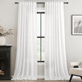 White Curtains 94 inches Long 2 Panels Back Tab Light Filtering Cotton Textured Curtain Modern Farmhouse Coastal Decor Off White Linen Drapes 94 inch Length for Patio Sliding Door Office Bedroom