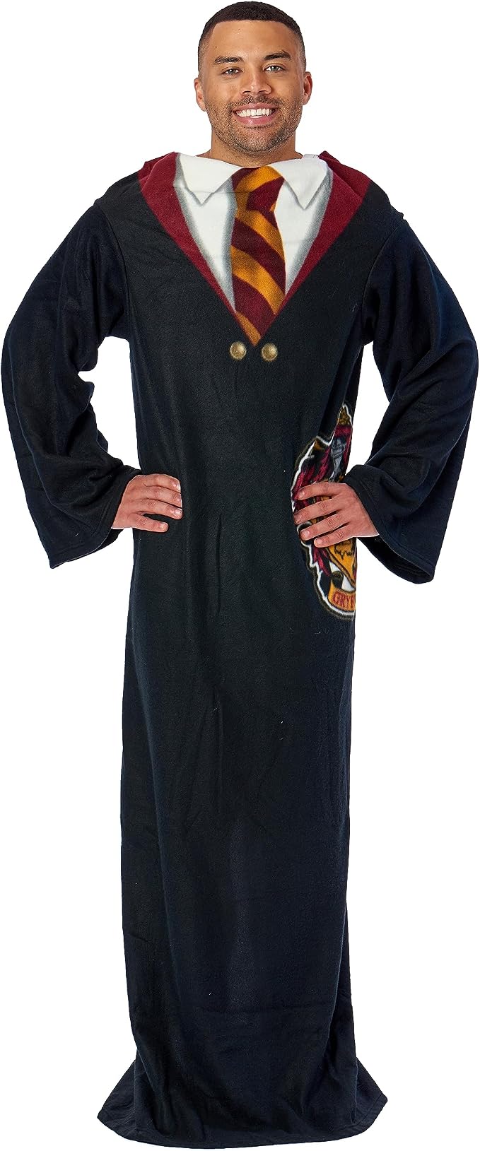 Northwest Harry Potter Comfy Throw Blanket with Sleeves, 48 x 71 Inches, Gryffindor Rules, Cozy Harry Potter House Uniform
