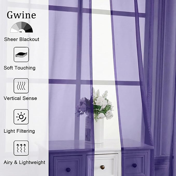 Gwine Short Kitchen Sheer Curtains 24 Inch Length - Image 4