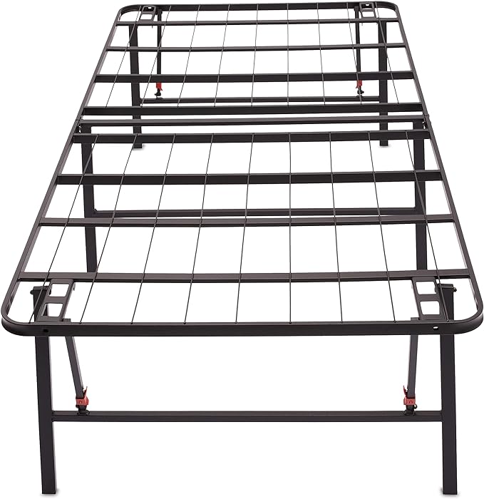 Amazon Basics Foldable Metal Platform Bed Frame, Noise-Free Mattress Foundation with Tool-Free Assembly, 18 Inches High, Sturdy Steel Frame, No Box Spring Needed, Twin Size, Black