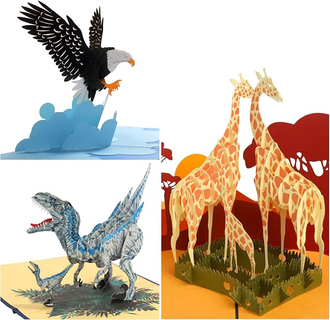 CUTE POPUP - Birthday 3D Card, Father's Day Pop Up Card - Perfect Present for Kids, Daddy, Giraffe-loving on any Annivers