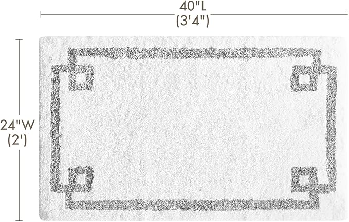 Madison Park Evan 100% Cotton Bath Rug Plush Absorbent, 24" x 40", White | Non-slip Backing, OEKO TEX, Luxurious Tufted Plush Bath Mat for Bathroom, Quick Dry, Spa Design Decorative for Shower Room