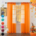youleyar Solid Sheer Rod Pocket Curtain Voile Draperies 2 Panels Orange Beige Black Grey Coffee 38 Inch Width 54 Inch Long 1 Pair for Kitchen Bedroom Children Living Room Yard(Orange,38Wｘ54L)
