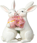 Glitzhome Resin Easter Bunny Figurines Table Decors for Spring Easter Party Supplies Props, 7''H