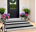 BUAGETUP Black and White Outdoor Rug 3'x 5' Cotton Woven Washable Rug Striped Front Porch Rug Area Rug Floor Mat for Farmhouse/Layered Door Mats/Living Room