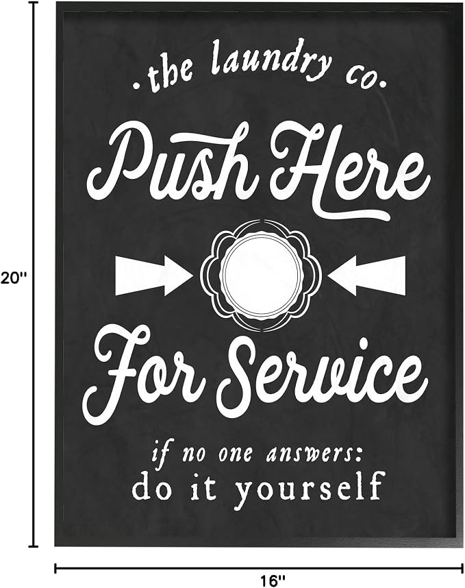 Stupell Industries Push Here For Service Humor Laundry Oversized Framed Giclee Texturized Art