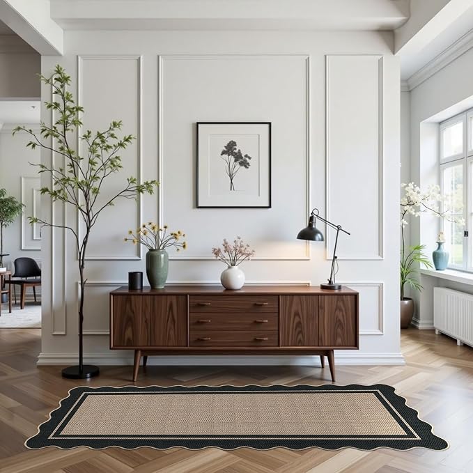 Easy Jute Runner Rug 2x6, Brown Indoor Outdoor Carpet, Washable Non-Slip Floor Mat for Entryway Hallway Kitchen Porch