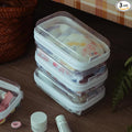 CoiiJoii Zippered Pouch Hard, Clear Zippered Hard Pouch, Stackable Storage Bins, Portable Clear Bin Zipper (White, Small)