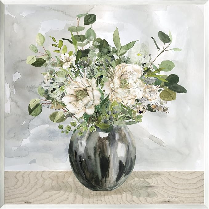 Mixed Blooms Vase Bouquet, 12 x 12 Inch Mounted Print on Wall Plaque | Stupell Industries · By Carol Robinson · Ready to hang · Rustic country charm for living room or bedroom · Made in USA