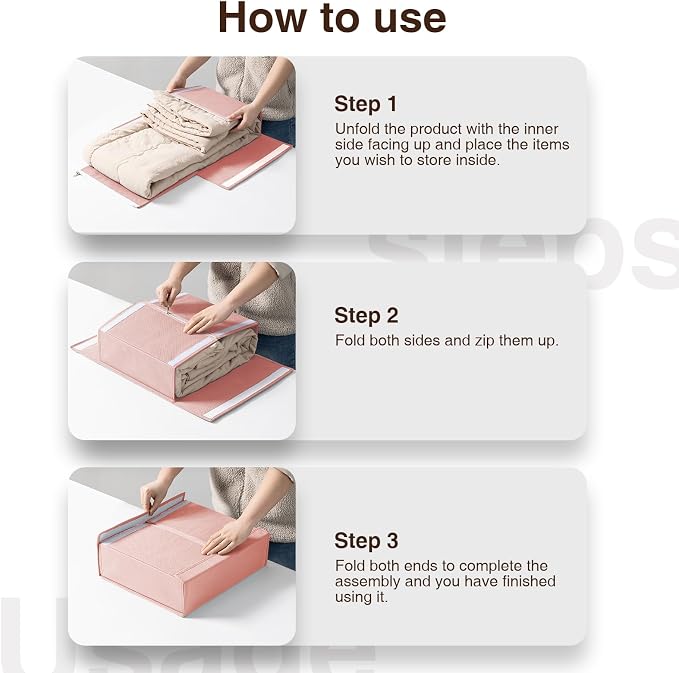 DIMJ Bed Sheet Organizers and Storage 6 Pack - Foldable Sheet Holder for Linen Bedding Storage Box for organization, Sheets Set Holder for Blanke, Towel (King & Queen Size), Pink