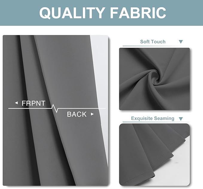 ChrisDowa Small Window Curtains 36 inches Long for Bedroom - Grommet Short Thermal Insulated Room Darkening Curtains for Kitchen (2 Panels, Grey, 34 x 36 Inch)