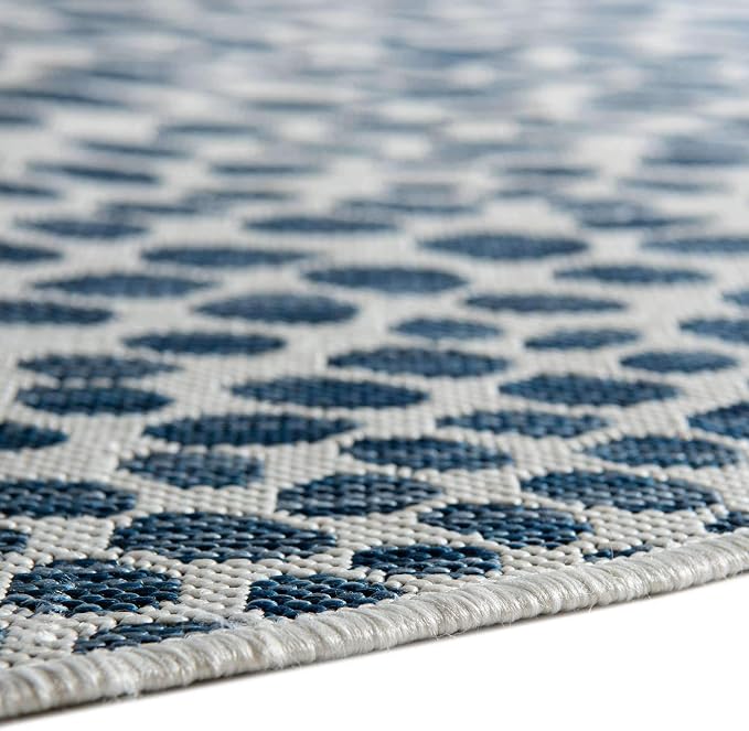 Jill Zarin Outdoor Collection Area Rug - Cape Town (4' 1" Round, Blue/ Olive)