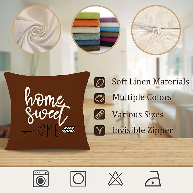YCOLL Pillow Covers 20x20 Set of 4, Modern Sofa Throw Pillow Cover, Decorative Outdoor Linen Fabric Pillow Case for Couch Bed Car, Coffee