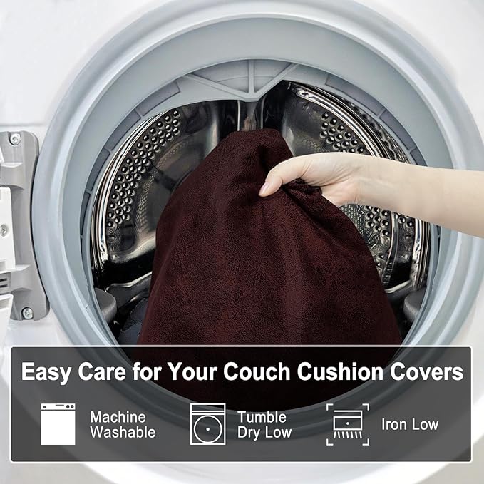 Leather Look Couch Cushion Covers Sofa Seat Slipcovers Sets Couches Furniture Protector for Sectional Armchair Loveseat Pets Kids Stretch Spandex Fabric (2 Cushion Sofa, Burgundy)