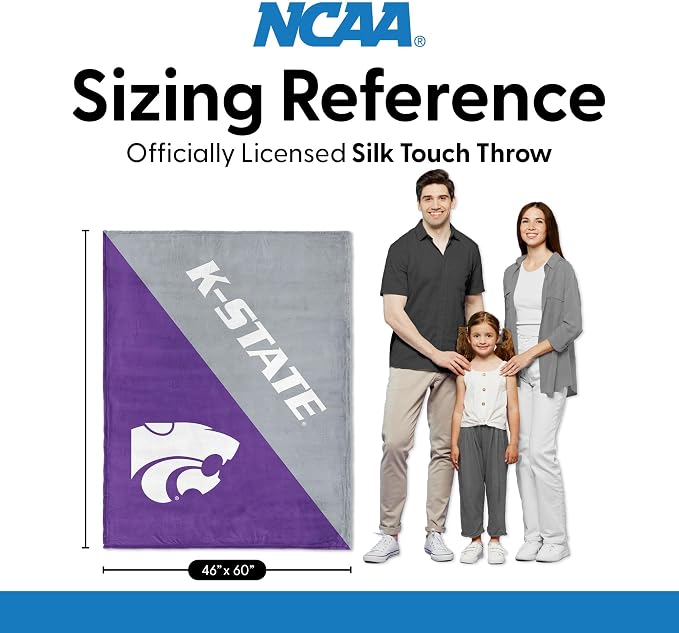 Northwest NCAA Silk Touch Throw Blanket, Ultra Soft Plush Polyester, Lightweight Warm Decorative Fan Gift, 46 x 60 in