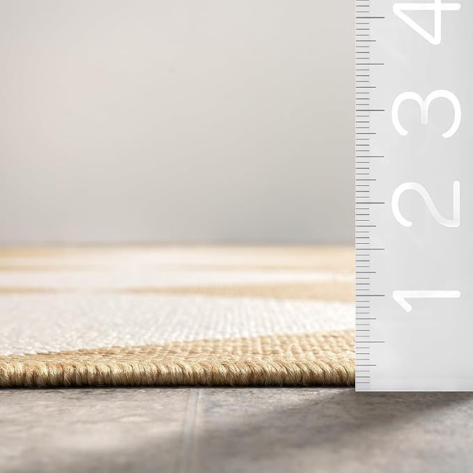 Nuloom Outdoor Performance Collection Sabina Tan/Ivory, 8' x 10', Soft, High Traffic, Stain Resistant, Easy Clean, Durable Area Rug for Indoor/Outdoor Patio, Deck, Porch, Garden, Courtyard