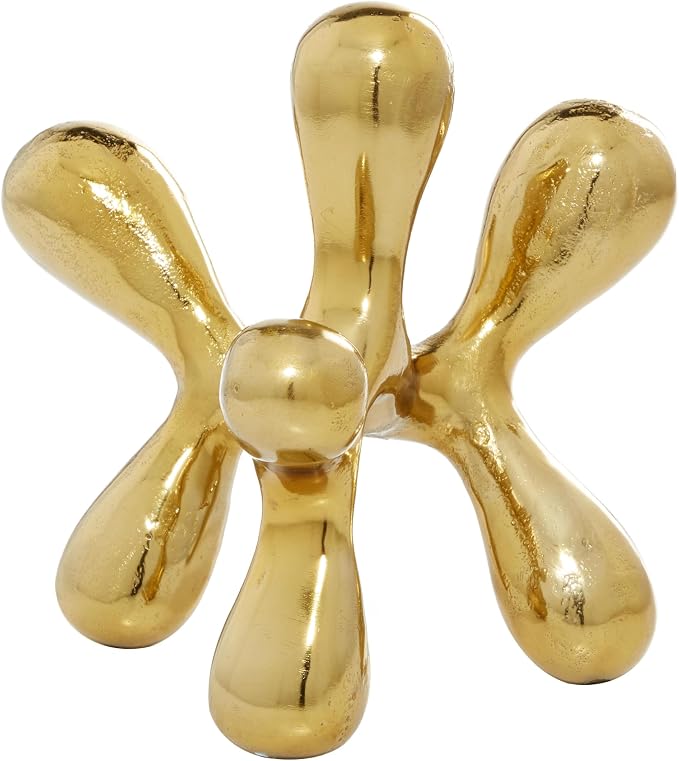 CosmoLiving by Cosmopolitan Aluminum Metal Abstract Decorative Sculpture Home Decor Statue, Accent Figurine 10" x 10" x 9", Gold