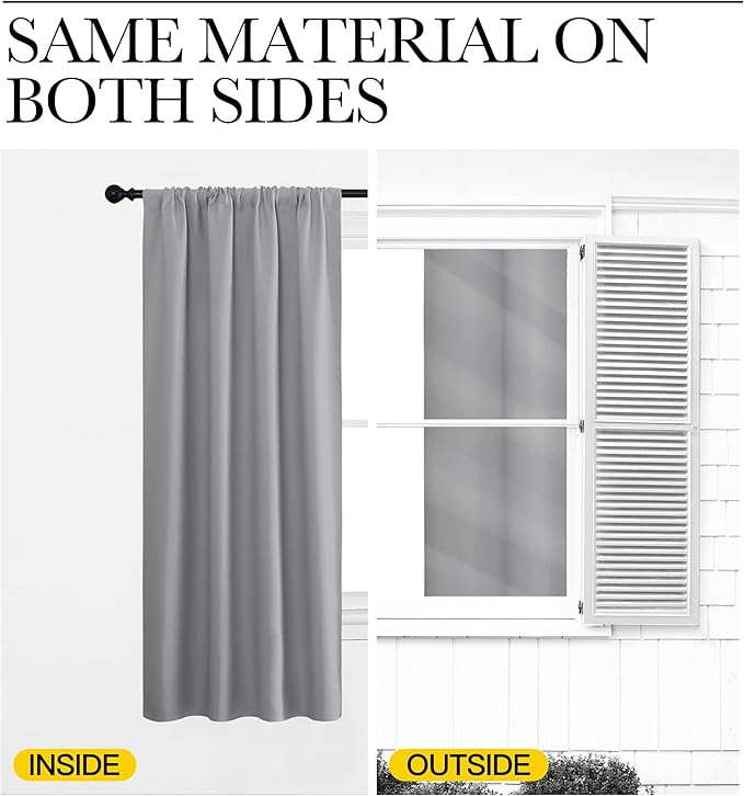 NICETOWN Blackout Curtains Panels for Window - Thermal Insulated Rod Pocket Blackout Drapes/Draperies for Living Room (2 Panels, W42 x L63 inches, Silver Grey)