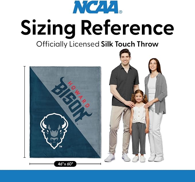 Northwest NCAA Silk Touch Throw Blanket, Ultra Soft Plush Polyester, Lightweight Warm Decorative Fan Gift, 46 x 60 in