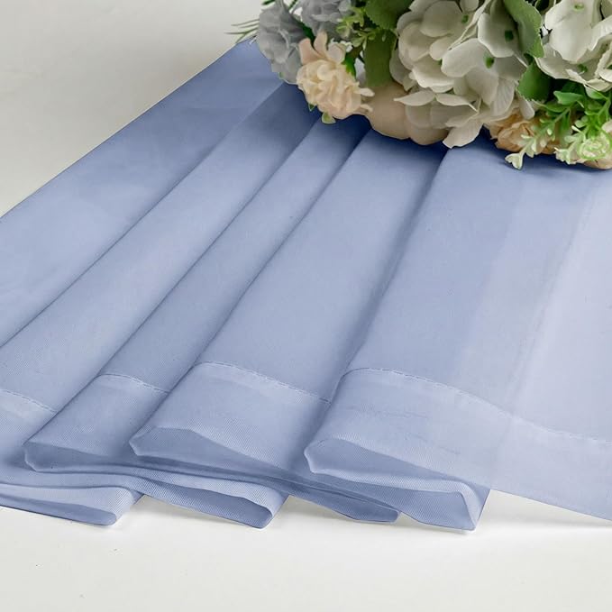 Lecloud Denim Blue Sheer Curtains 54 Inch Length 2 Panels, Voile Light Filtering Bedroom Curtains for Living Room Windows, Rod Pocket Rustic Solid Drapes for Dining Room, Each Panel 42" W x 54" L