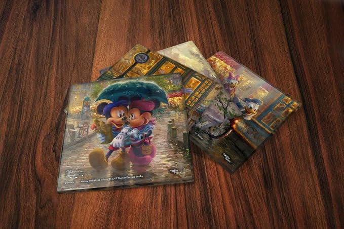 Disney Mickey and Minnie Mouse in Paris Glass Coaster Set | Glass coaster set | Protects tabletops | Giftable home accent