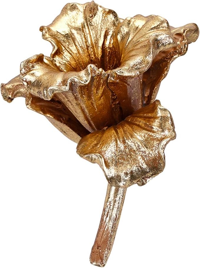 47th & Main Golden Sculptural Botanical Flower Accent Modern Décor for Coffee Table, 4.75" x 2.5" x 3" Tall, Gold Lily