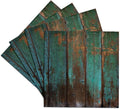 3dRose Teal Distressed Country Wood Effect Set of 4 Ceramic Tile Coasters