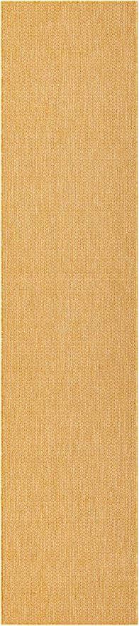 Unique Loom Collection Casual Transitional Solid Heathered Indoor/Outdoor Flatweave Area Rug (2' 7" x 12' Runner, Corn Harvest Yellow)