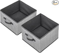 Storage Baskets, 11-Inch Woven Fabric Bins, Storage Cubes with Reinforced Handles, Organizer Bins for Closet Shelves, Foldable, for Toys, Clothes (2PCS/Grey-11*11*7.8inch)