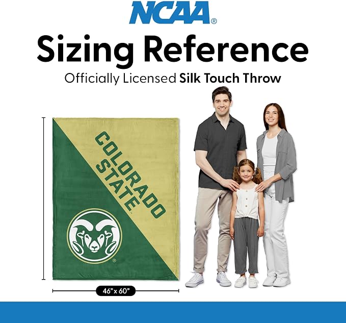Northwest NCAA Silk Touch Throw Blanket, Ultra Soft Plush Polyester, Lightweight Warm Decorative Fan Gift, 46 x 60 in
