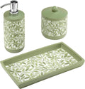 Avanti Linens - Bath Set, 3pc Countertop Accessories, Resin Lotion Pump, Covered Jar & Vanity Tray (Stratford Collection, Green)