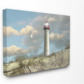 Stupell Industries 'Cape May Sand Dune Fence Lighthouse Beach Scene with Seagull', Canvas Art, 40 x 30 Inches, Easy to Hang and Sturdy, Made in USA, by Alan Giana & Company