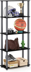 Furinno Turn-N-Tube 5-Tier Multipurpose Shelf / Display Rack / Storage Shelf / Bookshelf, Square Tubes, Black/Grey