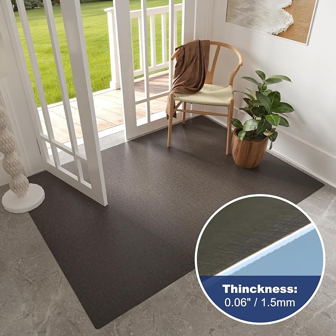 SALLOUS 4’x6’ Plastic Floor Mat for Home, Waterproof & Non Slip Area Rug for Living Room Kitchen, Heavy Duty Vinyl Floor Protector Door Mat for Entryway, Odor Resistant Indoor Outdoor Mat, Dark Gray