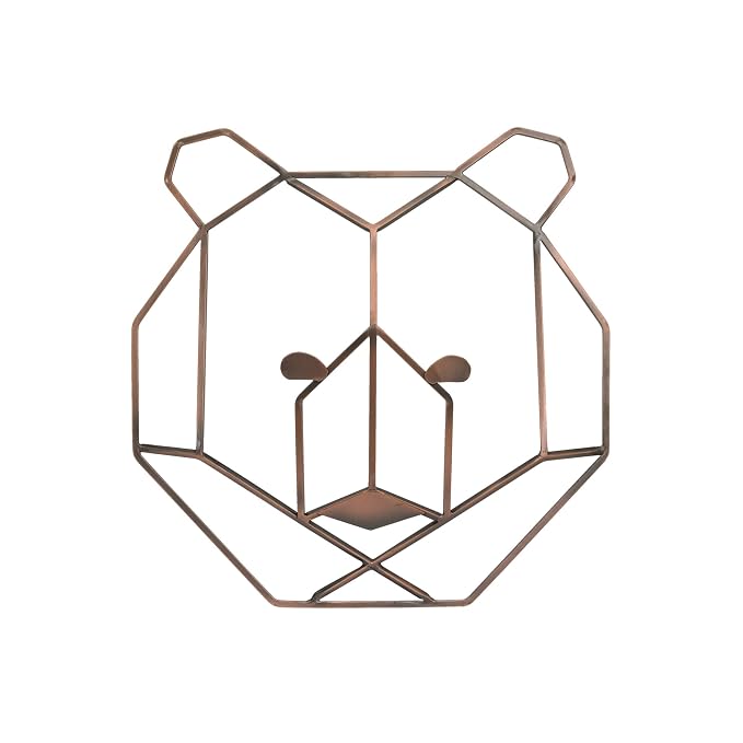 NoJo - Metallic Copper Wire Shaped Bear Head Wall Art, Nursery Wall Art, Kid Room Décor, Playroom Art, 10 inch x 10 inch