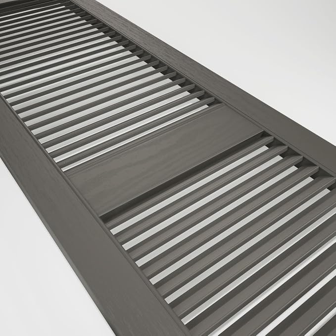 Ekena Millwork Lifetime Vinyl LL1S14X08000TG Standard Cathedral Top Center Mullion, Open Louver Vinyl Shutters, w/Installation Shutter-Lok's & Matching Screws (Per Pair), 14.5"W x 80"H, Tuxedo Grey