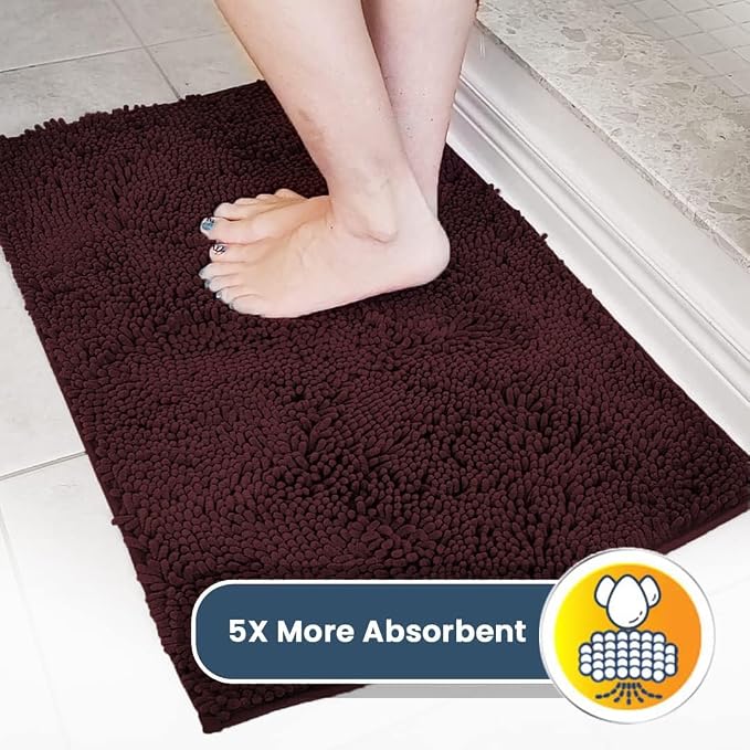 Muddy Mat® | Super Water Absorbent Door Mat Indoor, Microfiber Quick Dry Chenille Entryway Rug, Slip Resistant Front Door Mat, Indoor Mats for Entryway, Machine Washable Pet Rug, Rust 36" x 72"