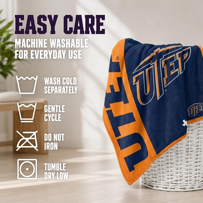 Proformance Home NCAA UTEP Miners Endzone Ultra Soft Tailgate Throw