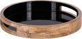 Kate and Laurel Ehrens Modern Wooden Tray, 15 inch Diameter, Natural and Black, Round Accent Tray for Farmhouse Decor