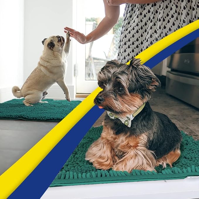 Muddy Mat® | Super Water Absorbent Door Mat Indoor, Microfiber Quick Dry Chenille Entryway Rug, Slip Resistant Front Door Mat, Indoor Mats for Entryway, Machine Washable Pet Rug, Slate Blue 36" x 46"