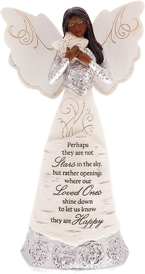 Pavilion Gift Company - Stars in The Sky - 9" Ebony African American Angel Figurine Religious Memorial Bereavement in Memory Loss of Loved One Gift Funeral Present