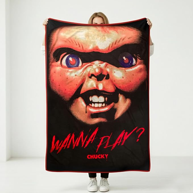 Silver Buffalo Chucky Wanna Play, Fleece Throw Blanket, 45x60in | Soft and Cozy, 180 GSM