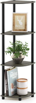 Furinno TURN-N-TUBE Corner Shelf, 4-Tier Corner Bookshelf, Display Storage Shelves with Open Shelves, for Organization and Storage, Living Room, Home Office, Garage, French Oak
