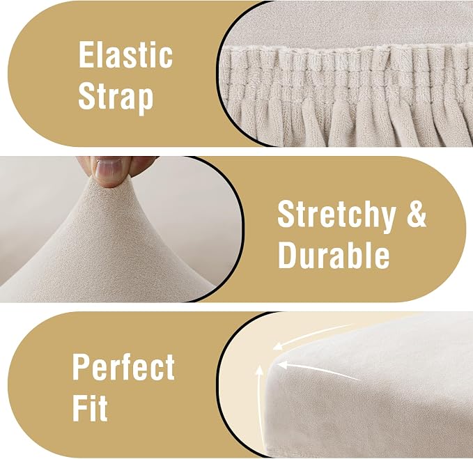 H.VERSAILTEX Velvet Dining Chair Covers Stretch Chair Covers for Dining Room Set of 6 Parson Chair Slipcovers Chair Protectors Covers Dining, Soft Thick Solid Velvet Fabric Washable, Oatmeal