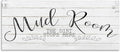 Mud Room Rules Herringbone Sign, 17 x 40 Inch Canvas Wall Art | Stupell Industries · By Kim Allen · Ready to hang · Farmhouse charm for mudroom decor · Made in USA