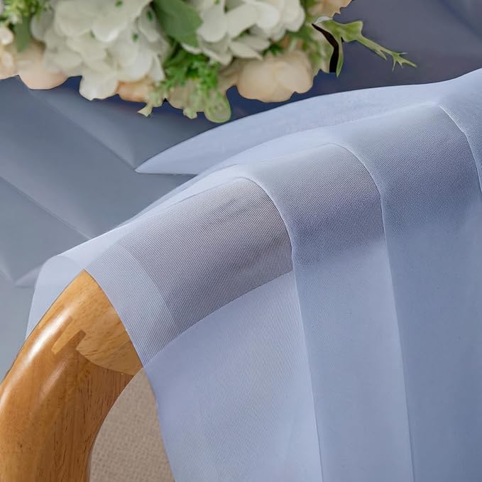 Lecloud Denim Blue Sheer Curtains 54 Inch Length 2 Panels, Voile Light Filtering Bedroom Curtains for Living Room Windows, Rod Pocket Rustic Solid Drapes for Dining Room, Each Panel 42" W x 54" L